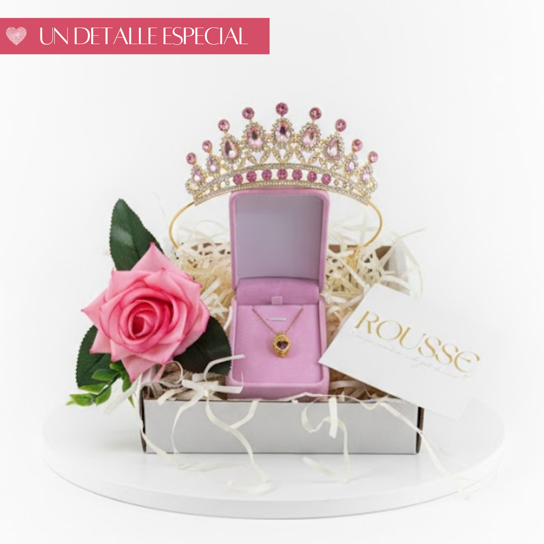 BOX CORONA DE PERLAS PRECIOSAS + COLLAR DE RAPUNZEL