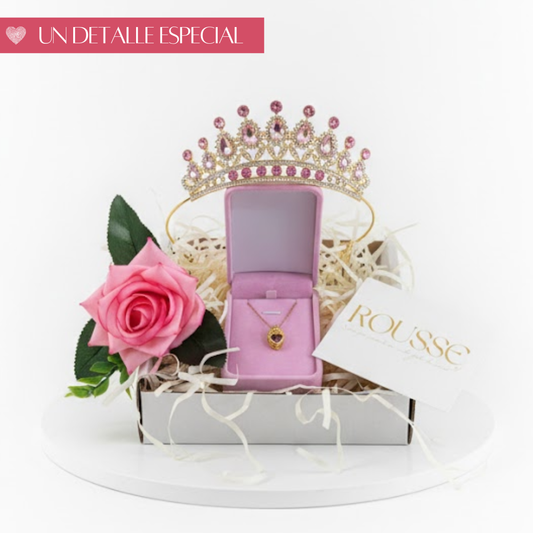 BOX CORONA DE PERLAS PRECIOSAS + COLLAR DE RAPUNZEL